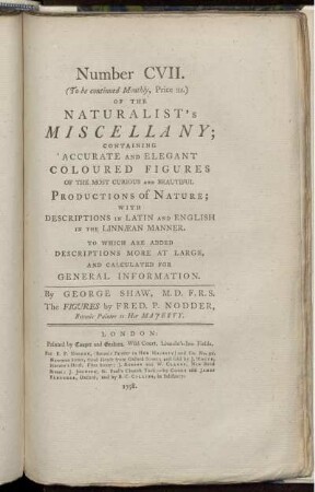 Number CVII. of the Naturalist's Miscellany.