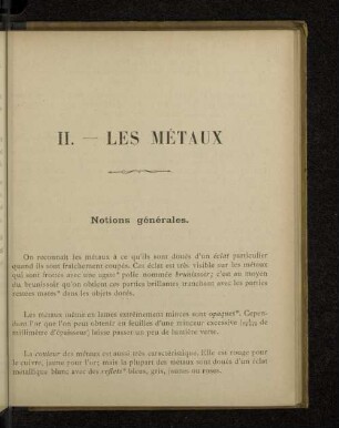 II. - LES MÉTAUX