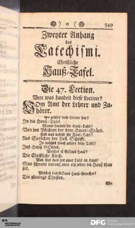 Zweyter Anhang des Catechismi. Christliche Hauß-Tafel.