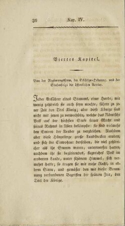 Viertes Kapitel. Von der Regierungsform, der Erbfolge-Ordnung, und der Stufenfolge der öffentlichen Aemter.