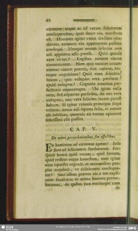 Cap. V. De animi perturbationibus, seu affectibus