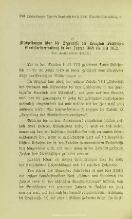 I.5. Mittheilungen über die Ergebnisse der Königlich Sächsischen Staatsforstverwaltung in den Jahren 1869 bis mit 1872