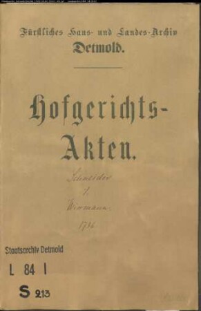Schneider, Joh. Christoph auf der Breitenheide gegen Wissmann zu Ehrentrup - Schuldforderung
