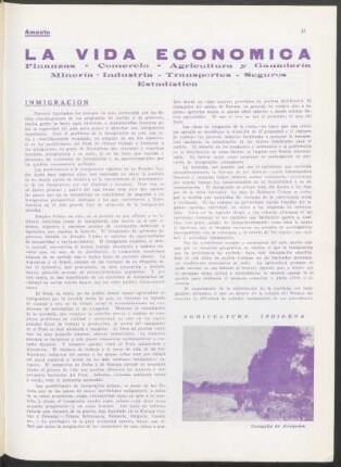 La vida económica : Finanzas - Comercio - Agricultura y Ganadería Minería - Industria - Transportes - Seguros Estadística