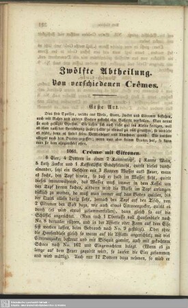 Zwölfte Abtheilung : Von verschiedenen Cremes