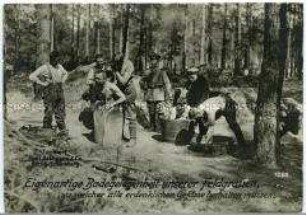 Soldaten beim Waschen im Wald