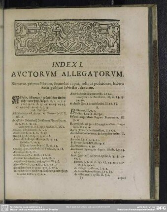 Index I. Auctorum Allegatorum