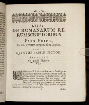 Pars Prior, De iis, quorum tempora sunt cognita.