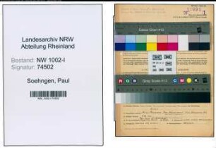 Entnazifizierung Paul Soehngen , geb. 12.12.1902 (Kfm. Angestellter)
