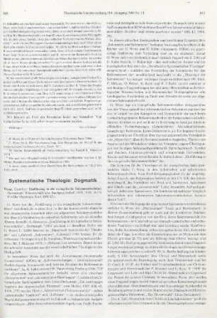 841-843 [Rezension] Wenz, Gunther, Einführung in die evangelische Sakramentenlehre