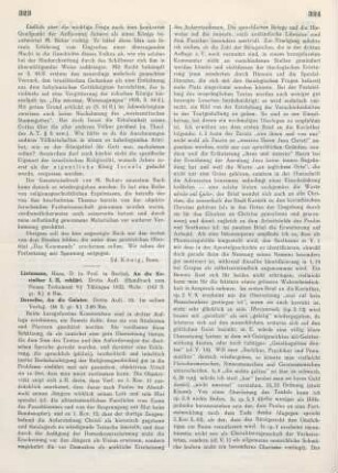 323-325 [Rezension] Lietzmann, Hans, An die Korinther I, II