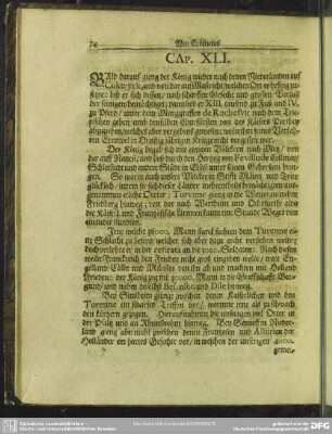 Cap. XLI. Bald darauf gieng der König wieer nach denen Niederlanden auf Coktryck, und von dar auf Mastricht, ...