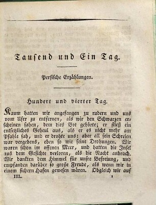 Tausend und ein Tag : morgenländische Erzählungen aus dem Persischen, Türkischen und Arabischen nach Petis de la Croix ..., 3