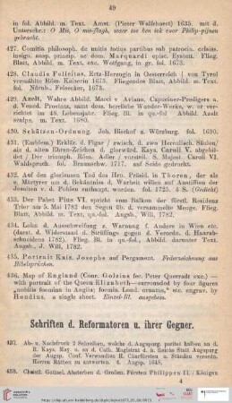 Schriften der Reformatoren u. ihrer Gegner (Nr. 437 - 502)