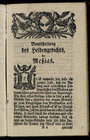 Beurtheilung des Heldengedichts der Meßias.
