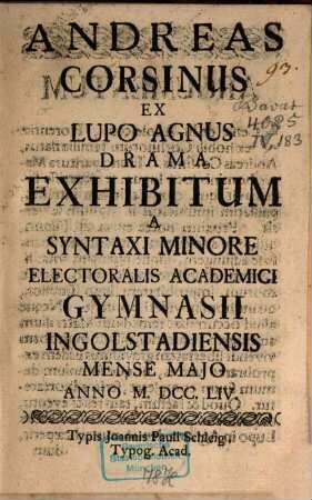 Mors Peccatoris Pessima : Ludis Marianis Data ... cum Novus Congregationis Minoris Praefectus promulgaretur ; [Periocha]