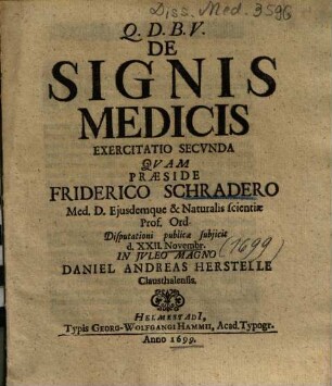 De Signis Medicis Exercitatio ..., 2
