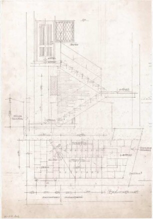 Döllgast, Hans; Bad Tölz (Bayern); Khan- Turm - Treppe (Schnitt; Grundriss)