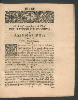 Disputationis Philosophicae De Axiomatibus, Cap. I.