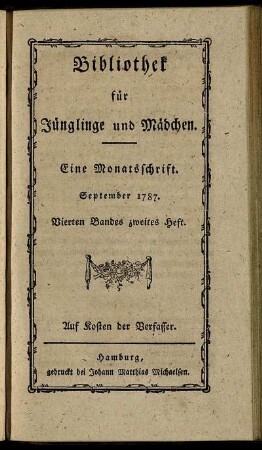 Vierten Bandes zweites Heft. September 1787