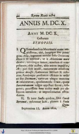 Gestorum Synopsis.