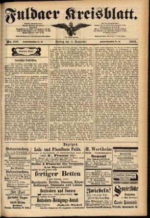 Zweite Ausgabe vom Freitag, den 11. September 1903.