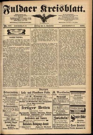 Zweite Ausgabe vom Freitag, den 11. September 1903.