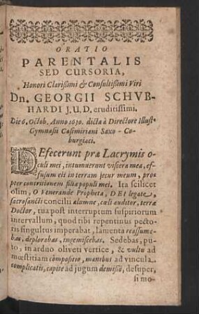 Oratio parentalis sed cursoria