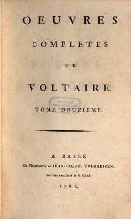 Oeuvres completes de Voltaire, 12. Poemes Et Discours En Vers
