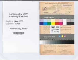 Entnazifizierung Maria Hachenberg, geb. 14.10.1895 (Kontoristin)
