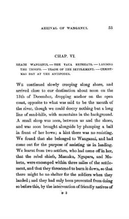 CHAPTER VI. - Reach Wanganui. The Taua Retreats. Landing the Troops. Trade of the Settlement. Christmas-day at the Antipodes