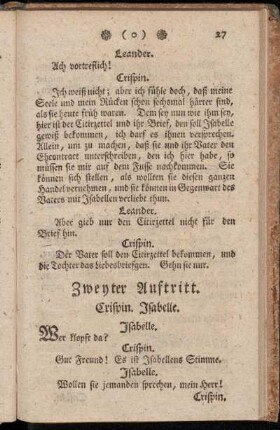 Zweyter Auftritt. Crispin. Isabelle.