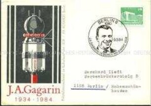 Postkarte zum 100. Geburtstag von Juri Gagarin