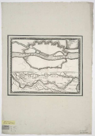 Umgebungskarte und Stadtplan von Bremen, Mischtechnik, 1697