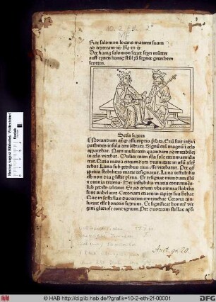 Rex Salomon locans matrem suam ad dexteram iij R. ca. ii. Der kunig Salomon seczet seyn mutter auff einen kunig stül seyner gerechten seytten.