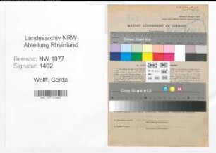 Entnazifizierung Gerda Wolff , geb. 25.01.1905 ()