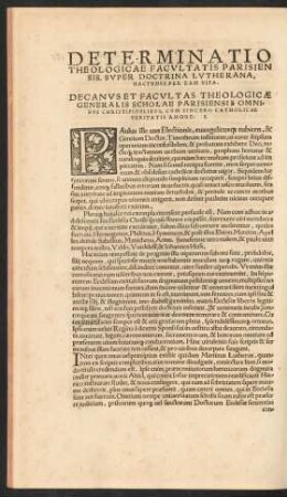 Determinatio Theologicae Facultatis Parisiensis ...