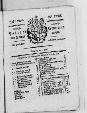18tes Stück, Ausgabe vom 5. Mai 1802