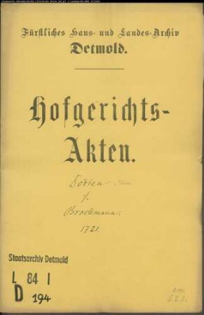Dorien, Witwe zu Lipperode gegen Martin Brockmann - Schuldforderung