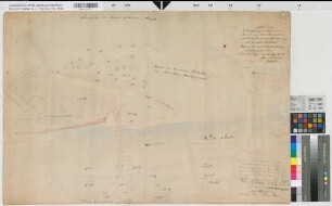 Herdecke (Herdecke) Umgebung der neuen Ruhrbrücke Grundstücksentschädigung 1828 o.M. (1 : 500?) 59 x 88 kol. Zeichnung Johann Schlickum, Geometer KSA Nr. 1258