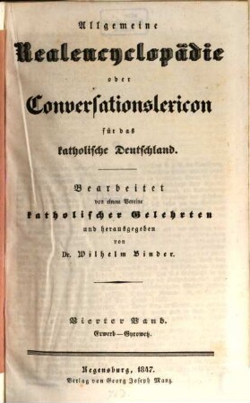 Allgemeine Realencyclopädie oder Conversationslexicon für das katholische Deutschland, 4. Erwerb - Gyrowetz