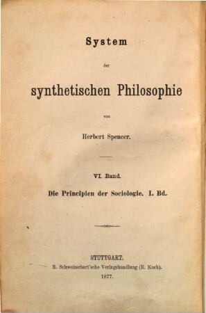 Die Principien der Sociologie, 1