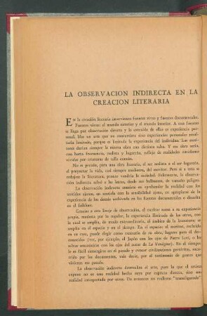 La observación indirecta en la creación literaria