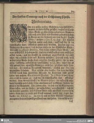 Am fünfften Sonntage nach der Erscheinung Christi