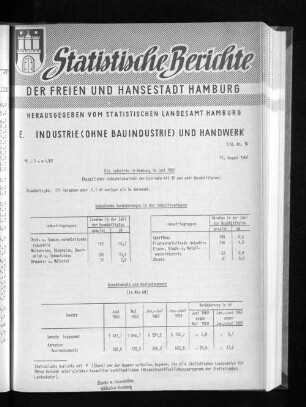 Die Industrie in Hamburg im Juni 1960 : Lfd. Nr. 16