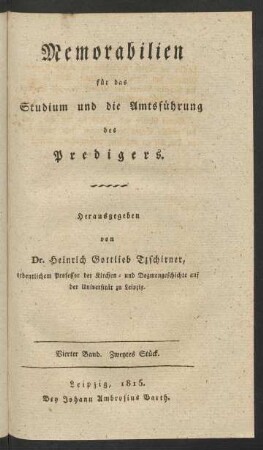 Vierter Band. Zweytes Stück