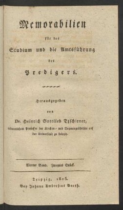 Vierter Band. Zweytes Stück