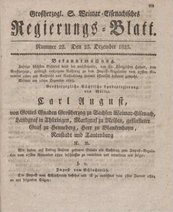 Nr. 22 : 23. Dezember 1823