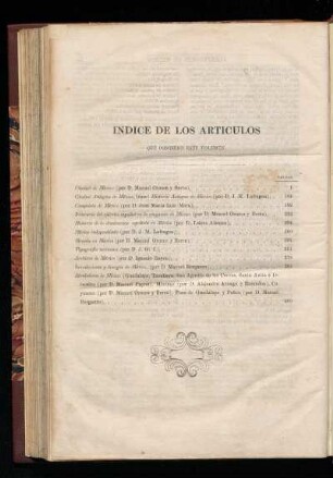 Índice de los artículos
