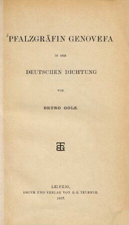 Pfalzgräfin Genovefa in der deutschen Dichtung